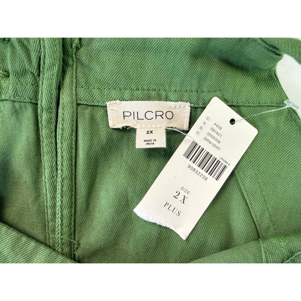 Anthropologie Pilcro Kyla Flounce Dress Olive Green Fray Hem Womens Size 2X Plus - Picture 9 of 11
